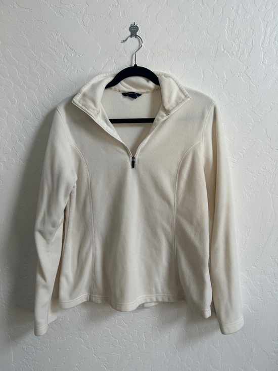 Lands' End Sweaters - Lands End Women's Cream Half-Zip Mock Neck Sweater Pullover